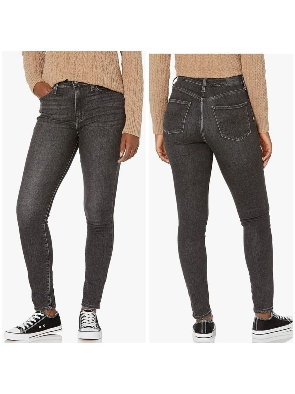 Levi's 721 High Rise Stretch Skinny Leg Grey Denim Jeans Jegging
